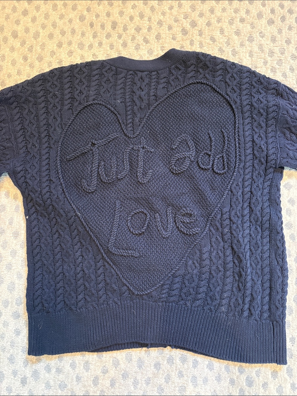 Kerri Rosenthal Heart-Label Navy Cable-Knit Cardigan with Yellow Buttons - Picture 4 of 4